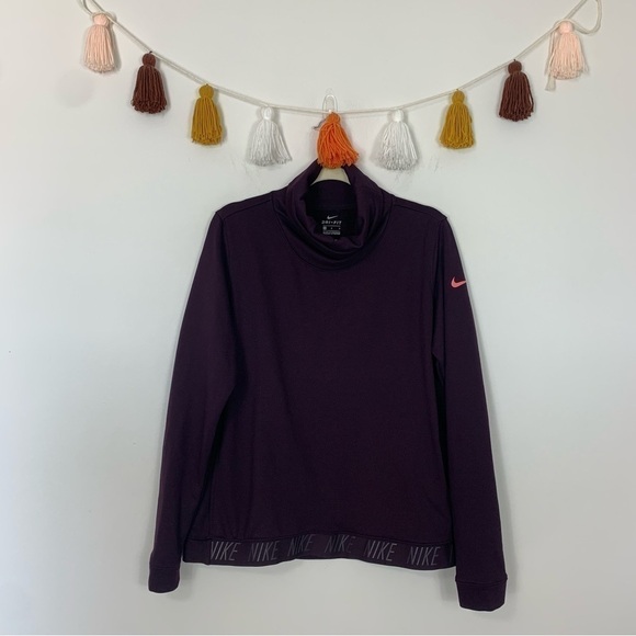 Nike Dri Fit Cowl Neck Plum Purple Sweatshirt Size Large - Picture 1 of 12